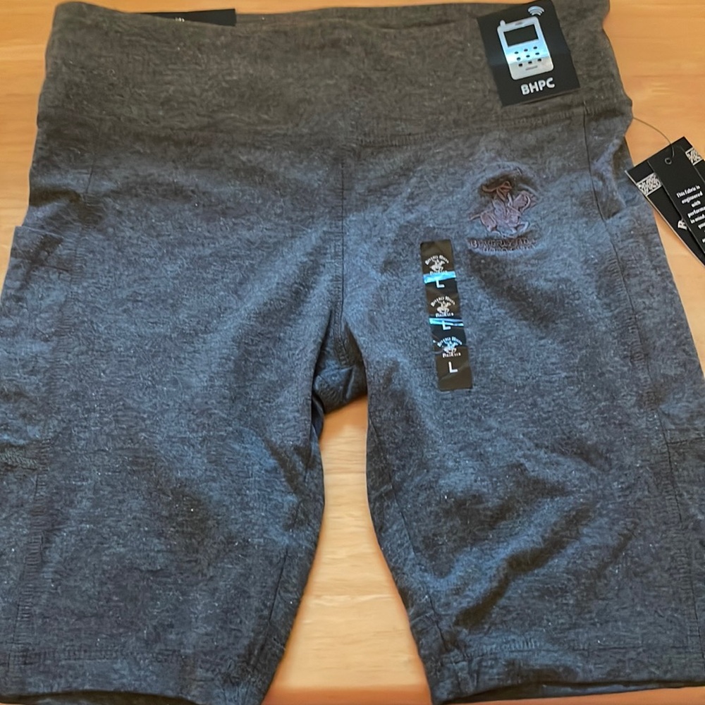 Beverly Hills Polo Club L Gray Stretch Shorts NWT. Have 2 small pockets on side.